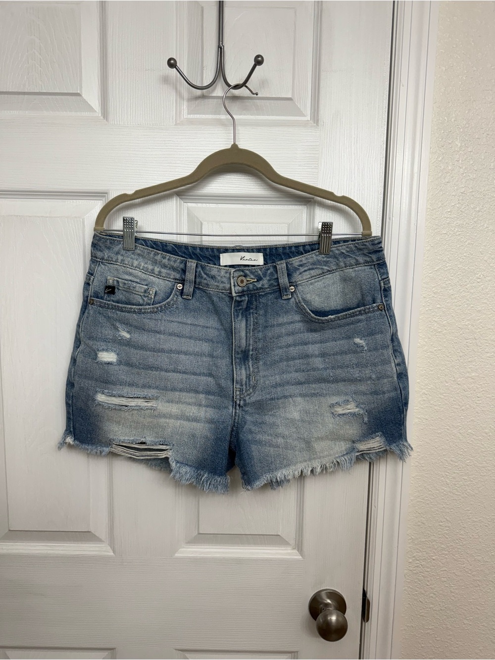 KanCan Light Wash Distressed Denim Shorts
